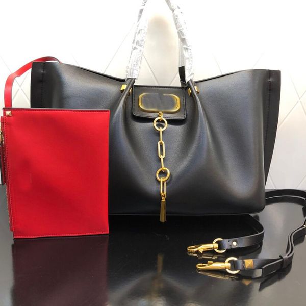 

large capacity shopper bags lady tote women handbag purse fashion letter genuine leather shoulder bag wallets hardware