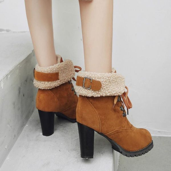 

boots oversized 11-13 women shoes ankle for ladies lace-up flanging, Black