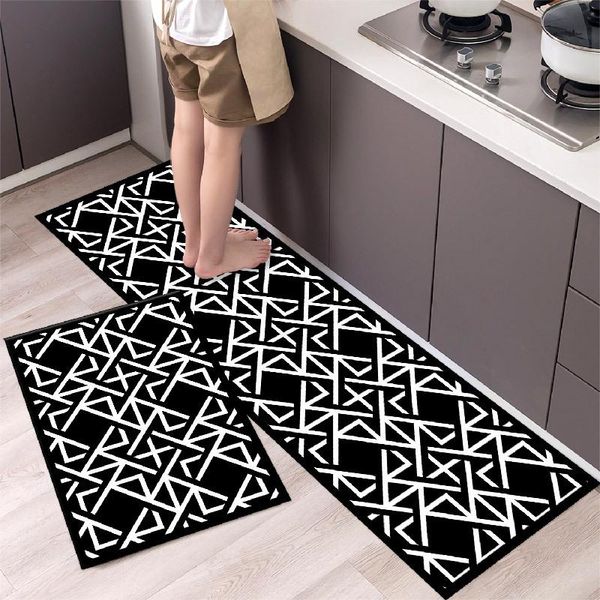 

carpets kitchen carpet simple black geometric striped non-slip entrance doormat home bedroom decor absorbent bathroom hallway floor mat