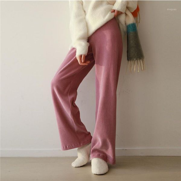 

plus size minimalist high waist straight wide leg pants women bottoms autumn winter casual loose flare trousers women's & capris, Black;white