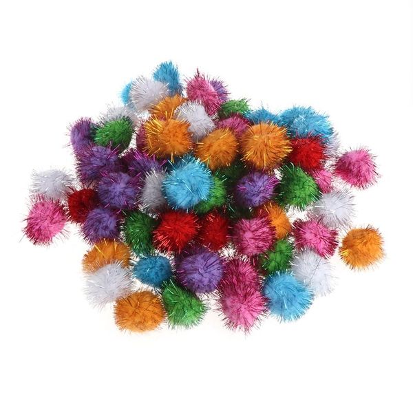 

70pcs 3.5cm glitzy tinsel sprayed pompoms balls cat toys w20