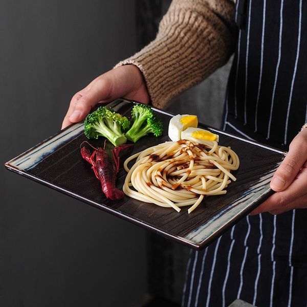 

ceramic flat plate steak sushi pasta dessert dinner serving retro japanese pratos de jantar kitchen supplies di50cp dishes & plates