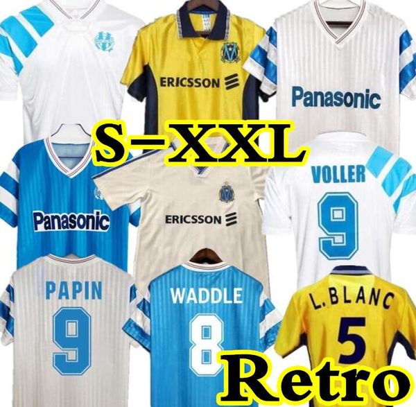 

90 91 93 98 retro commemorate soccer jersey 99 00 balnc deschamps papin shirt boli desailly dugarry voller marseille football pires ravanell, Black;yellow