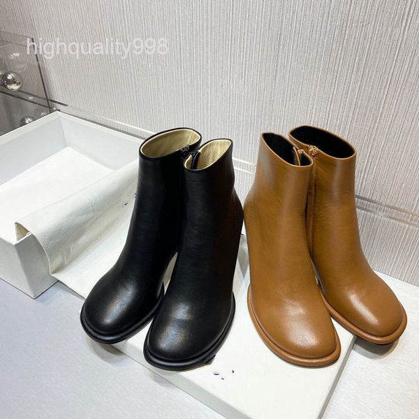 

boots women's boots autumn winter leather zipper thin heel short fashion versatile, Black