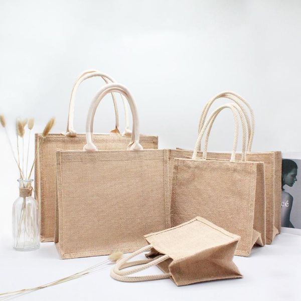 

storage bags 8 sizes large capacity lightweight jute grocery bag with handle reusable eco friendly shopping beach vacation pouches