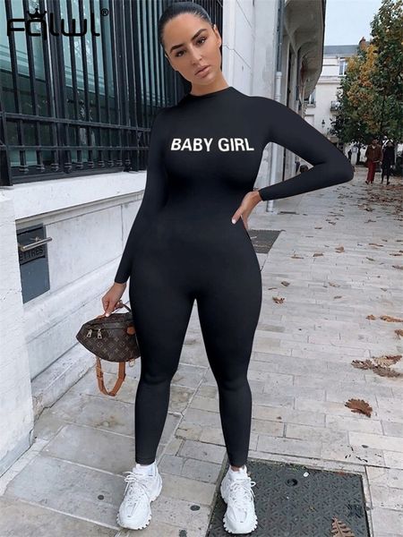

2011FQLWL Streetwear White Black Rompers Womens Jumpsuit Female Solid Long Sleeve One Piece Outfits Sexy Bodycon Jumpsuit Women 2021