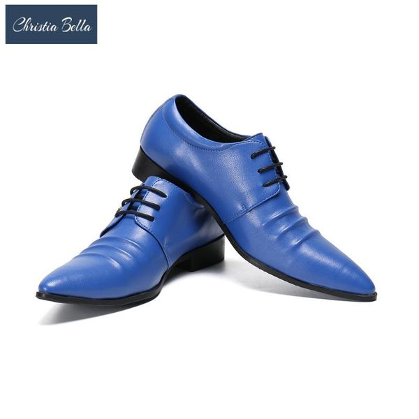 

dress shoes christia bella blue wedding for men pointed toe casual business suit oxford, Black