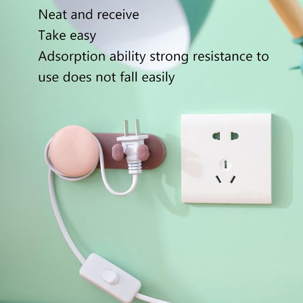 

1pcs wall storage organization hook power plug socket holder home adhesive hanger office hooks & rails