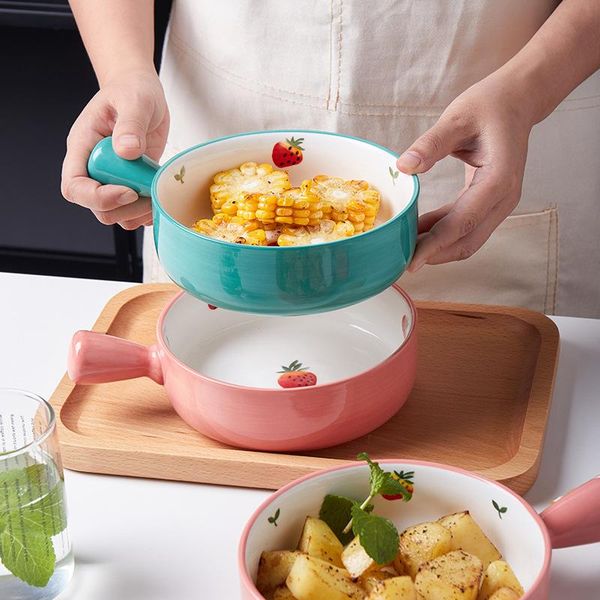 

bowls baking bowl home creative strawberry with handle single ceramic baked rice
