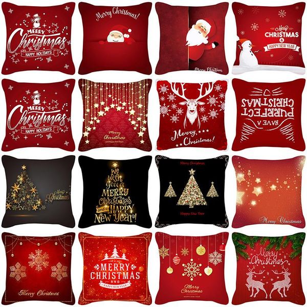 

christmas decorations winter snow elk pattern linen print cushion cover 45*45cm decorative pillowcase year sofa home pillow