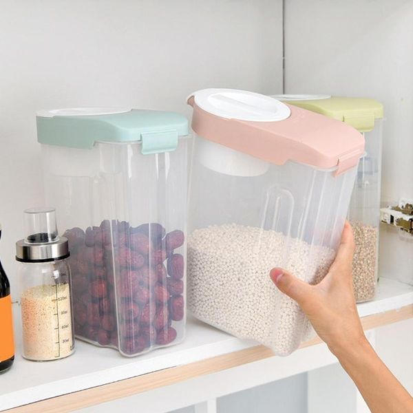 

storage bottles & jars plastic grain rice box tank sealed moisture-proof kitchen container