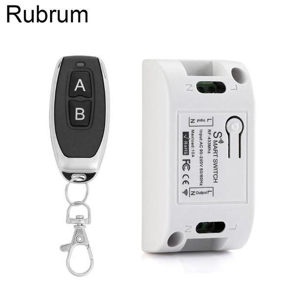

rubrum 433mhz universal remote control switch ac 110v 220v 1ch relay receiver module + rf 433 mhz for garage gate controlers