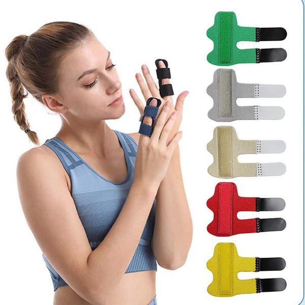 

1pcs aluminium finger splint fracture protection brace corrector support with adjustable tape bandage pain relief wrist, Black;red