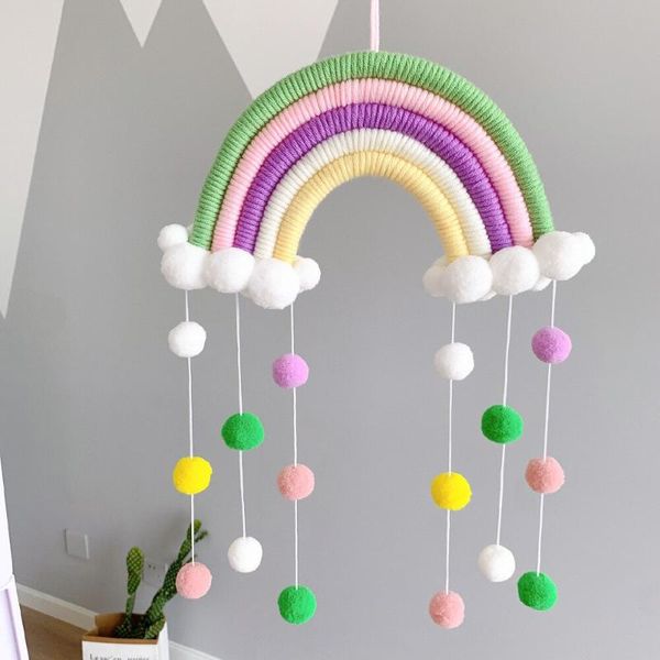 

decorative objects & figurines baby rattles toys hand woven cloud rainbow hanging pendant windbell toddler bed bell tent accessories nursing