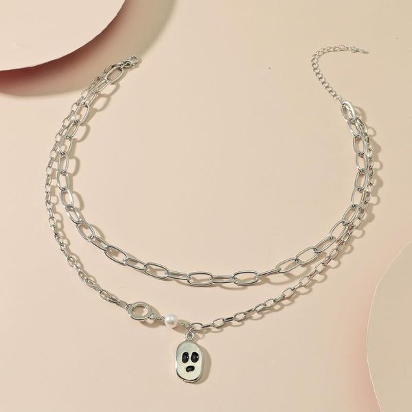 

pendant necklaces necklace women ghost woman chain jewelry ladies lovers layered silver color trendy party zinc alloy collares