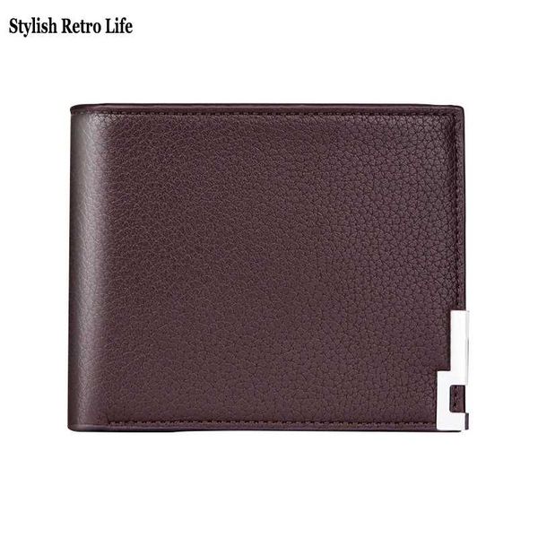 

men's short wallet, iron-edged young horizontal vertical trendy card bag, american gold bag. wallets, Red;black