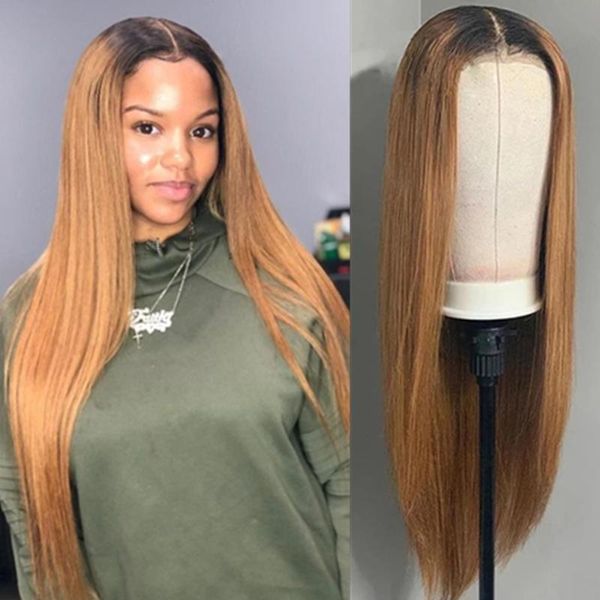 

lace wigs bob frontal wig human hair brown blonde straight 4x4 closure ombre front for black women brazilian, Black;brown