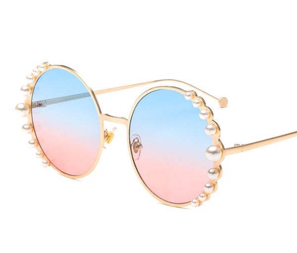 

luxury designer glasses round metal sunglasses pearl fashionable stylish sun glass women brand designer out door shades holiday accessories, White;black