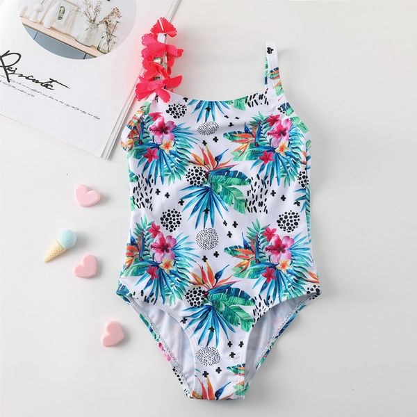 Flower Kids Baby Bathing 3-8 Anos Meninas Swimsuit One Piece Children Swimwear Beach Wear Natação Terno 157