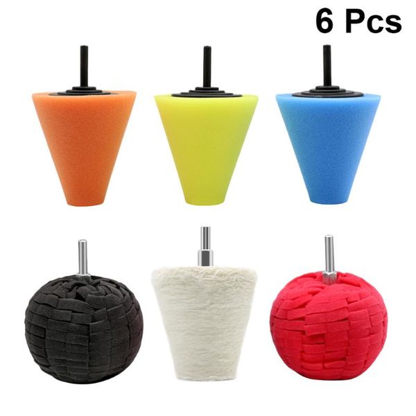 

care products 6pcs/set 3 inch car hub polishing sponge pads sealing buffer wheel kit for (blue yellow orange black white red)