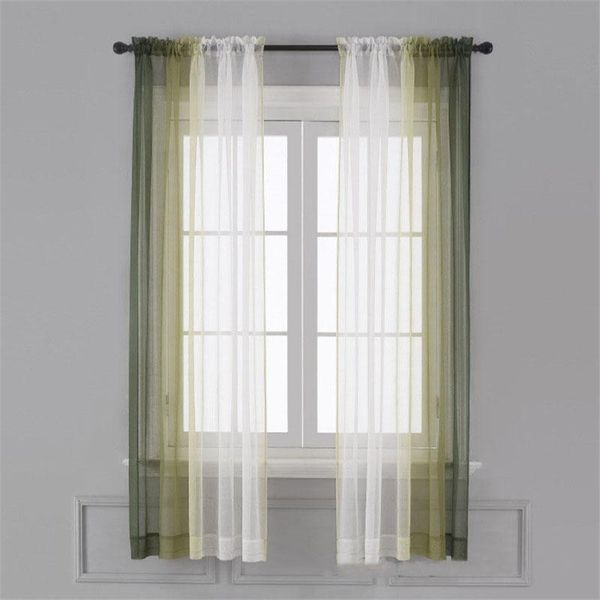 

curtain & drapes armygreen gradient color tulle curtains for living room modern bedroom organza voile fabrics kitchen window panel#4