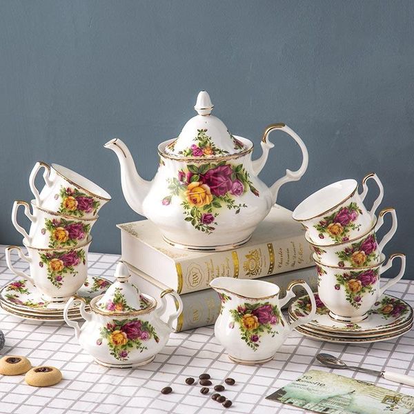 

cups & saucers european bone porcelain coffee set tracing gold afternoon tea english cup teapot gift custom
