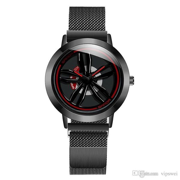 

fashion sports car quartz watch cool men domineering casual watches tire shape clock waterproof rotate gyro wristwatch luxury, Slivery;brown