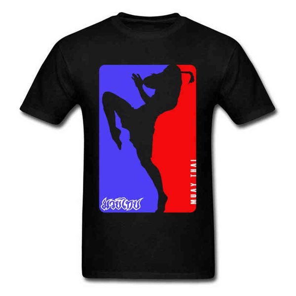 Muay thai mike tshirt silhouette coole herren baumwolle tops t shirt schwarz weiß design qm