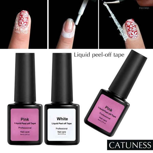

white pink base peel-off protection liquid varnish easy clean fast dry finger skin protected 8ml for nail varnishes1, Red;pink