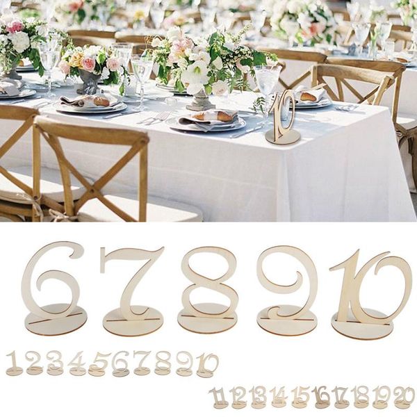 

party decoration 10pcs 1-10/11-20 wooden table numbers set with base birthday wedding decor gifts