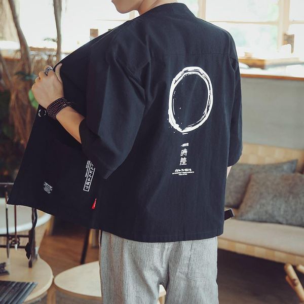 

plus size men kimono cardigan japanese kimonos yukata coat cosplay costume print asian clothes summer beach casual shirt ethnic clothing, Red