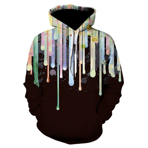 

fall 3d-printed graffiti spring men and women street wear date pocket long-sleeved hoodies, Black