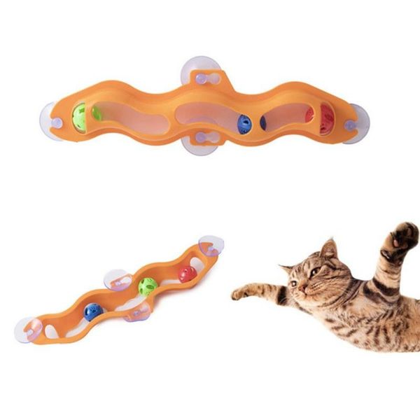 

cat toys interactive mounts to window sucker toy ball track with 3 balls