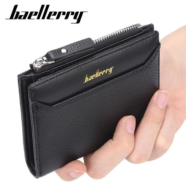 

wallets 2021 men short luxury solid fashion zipper card holder purse coin pocket male, Red;black