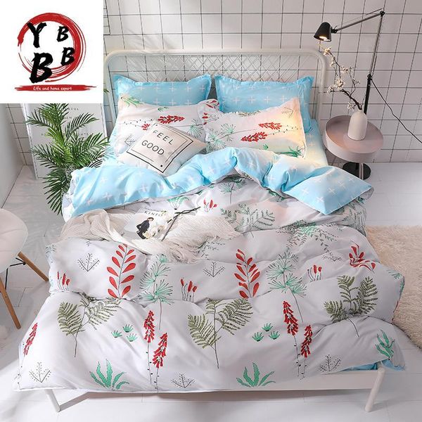 

bedding sets leaves printed soft bed sheet pillowcase duvet cover single double  king size bedclothes