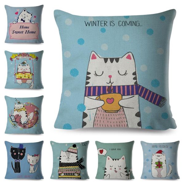 

cushion/decorative pillow cartoon animal colorful cushion cover decor pet cat case for sofa car home polyester printed cojines pillowcase no