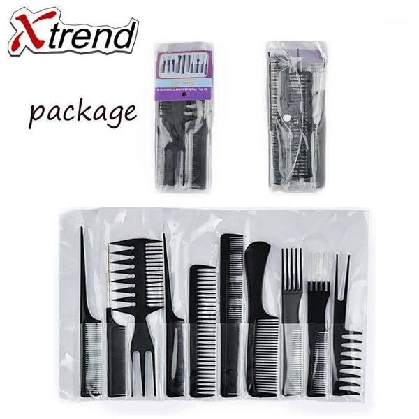 

xtrend 10pcs/set black hairdressing comb anti-static hair cutting combs detangle straight pro salon styling tool1, Silver