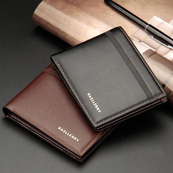 

wallets mens wallet fashion leather id card holder solid color short standard portable small square bag men y430, Red;black