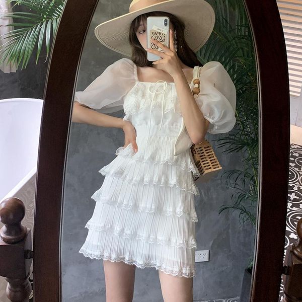 

one-piece suits one piece swimsuit 2021 bikini women full white female cover up beach skirt suspender cake po print polyester sierra surfer