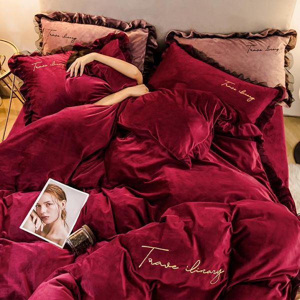 

bedding sets winter set luxury duvet cover for bedroom velvet warm bed comforter quilt twin full  king