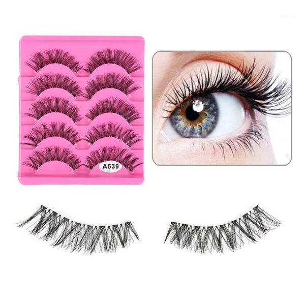 

5pairs handmade cross false eyelashes 3d mink lashes natural black makeup beauty extension tools tslm21