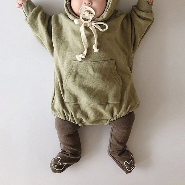 Outono bebê bodysuits pouco urso orelhas meninas veludo crianças moletom crianças roupas (não tem meia) 210515