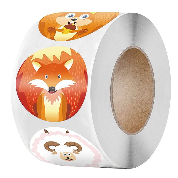 

Cute Cartoon Animals Sticker for Kids Encourage Sealing Labels Round Paper School Teacher Supplies Child Reward Sticker Labels