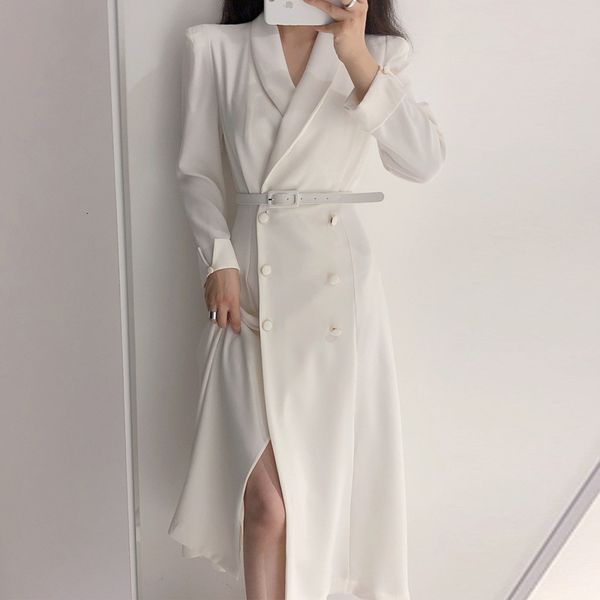 

women's trench coats temperature waist hugging double-breasted long autumn sweatshirt solid female minimalist savage women's cloth, Tan;black