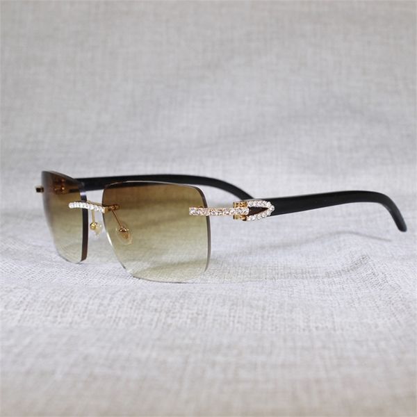 

70% off factory online sale vintage rhinestone natural buffalo horn rimless sunglasses men wood big square sun glasses women shades oculos e, White;black