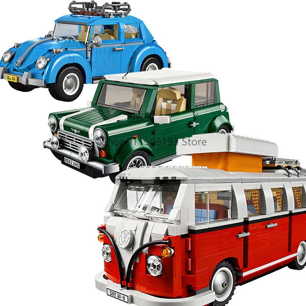 Auto Ziegel Bus Kompatibel 10220 10252 10242 Modell Bausteine Jungen Mädchen Geburtstag Geschenke Spielzeug für Kinder X0503