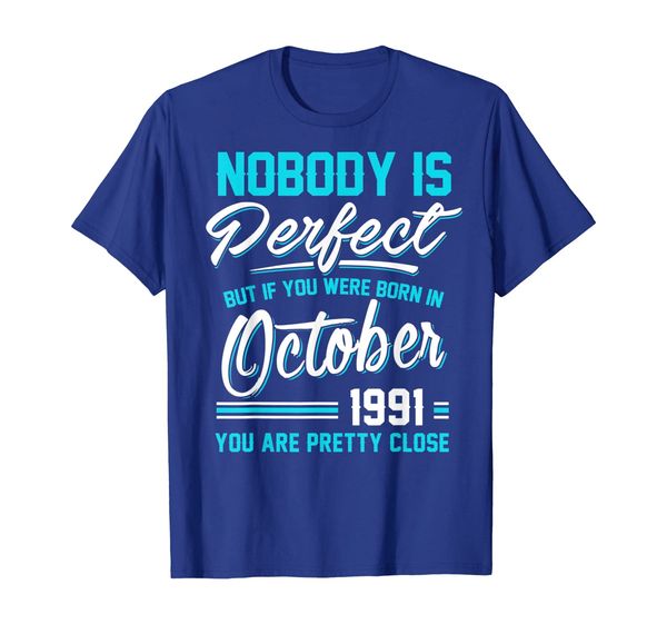 

nobody is perfect october 1991 t-shirt libra scorpio, White;black
