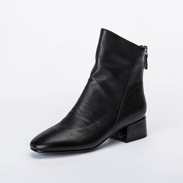 

boots with woman genuine leather increase, Black