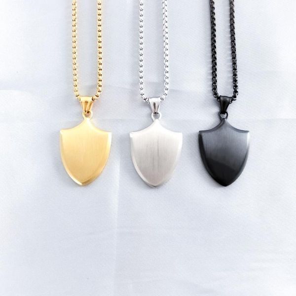 

pendant necklaces wholesale 316l stainless steel for men women necklace fashion shield knight triangle hip hop, Silver