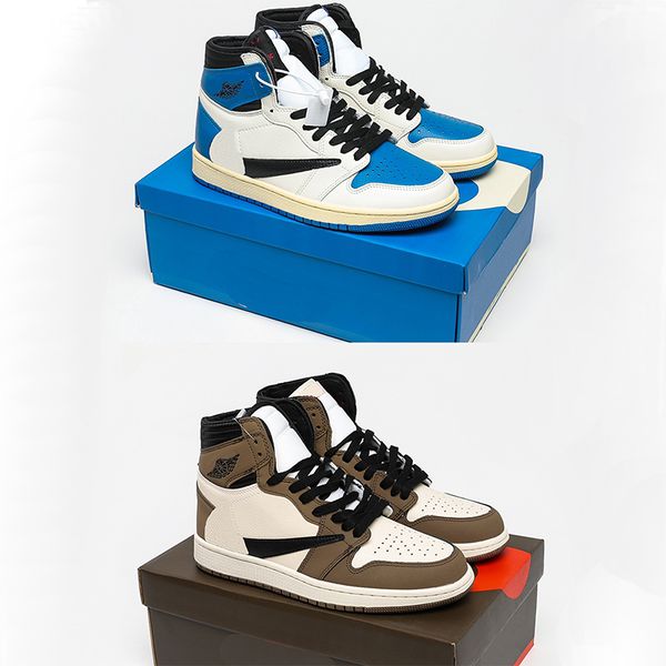 

2021jumpman 1 1s basketball shoes high travis scotts og barb blue brown mens women banned bred toe classics chicago men womens sport sneaker